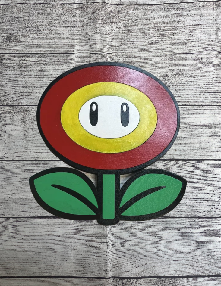 Fire Flower Solid Wood Sign Wall Art