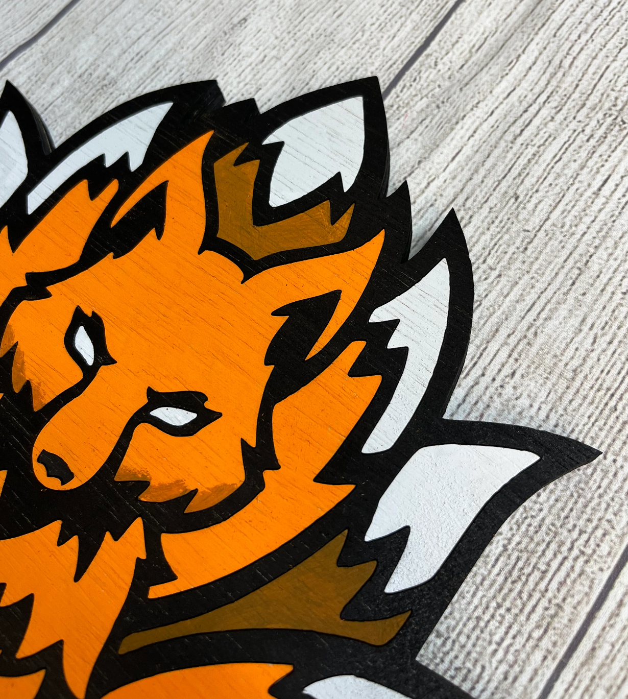 Nine Tailed Fox Solid Wood Sign Wall Art