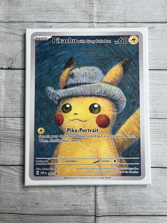 Pikachu with a Gray Felt Hat Canvas Wall Art