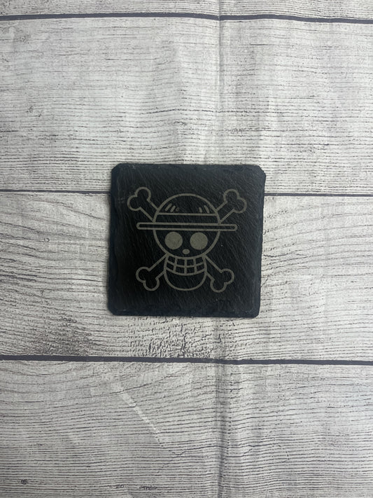Strawhat Logo Laser Engraved Slate Coasters
