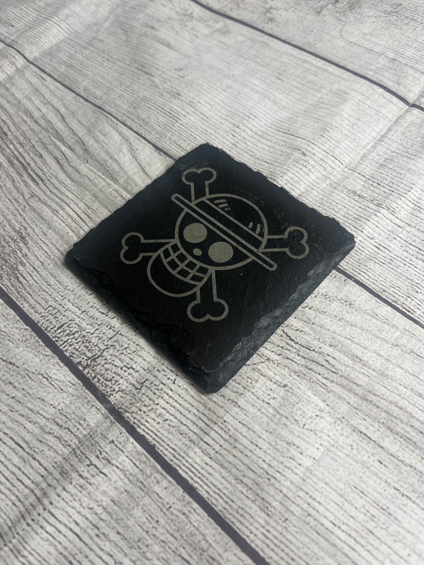 Strawhat Logo Laser Engraved Slate Coasters