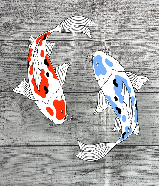 Relaxing Koi Fish Solid Wood Sign Wall Art