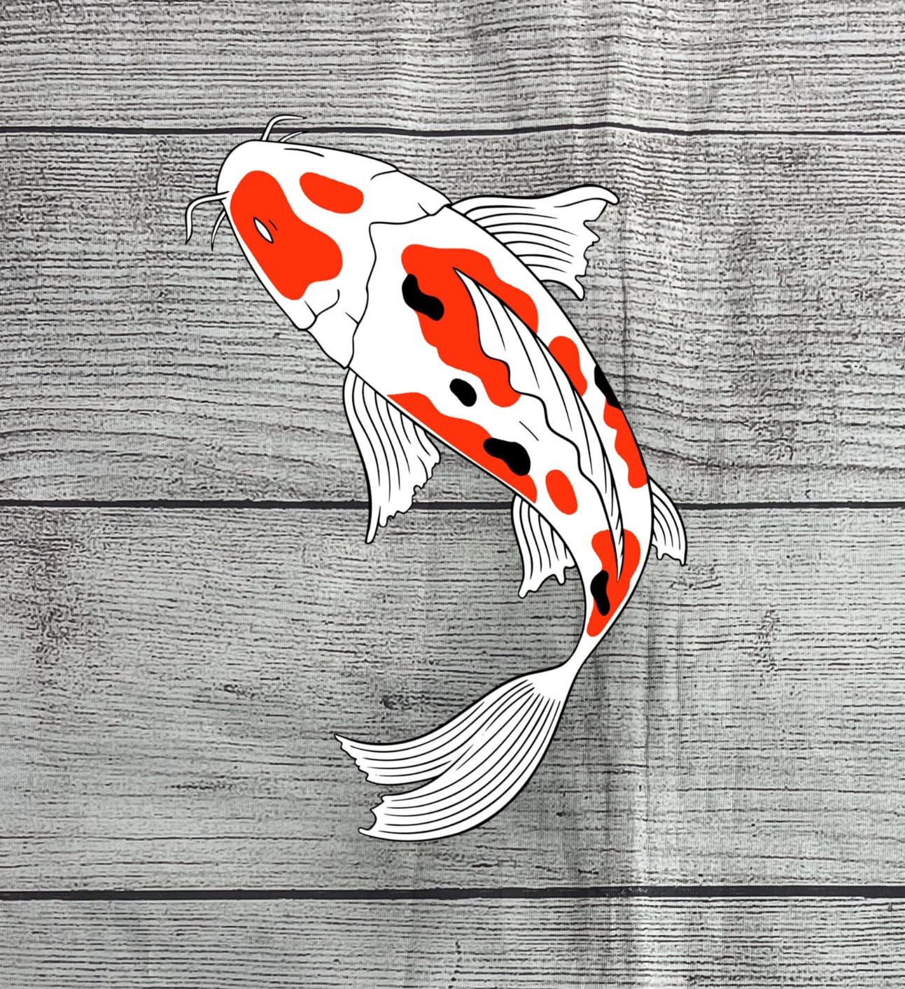 Relaxing Koi Fish Solid Wood Sign Wall Art