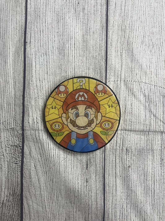 Mario Stained Window Epoxy Resin Wood Coasters