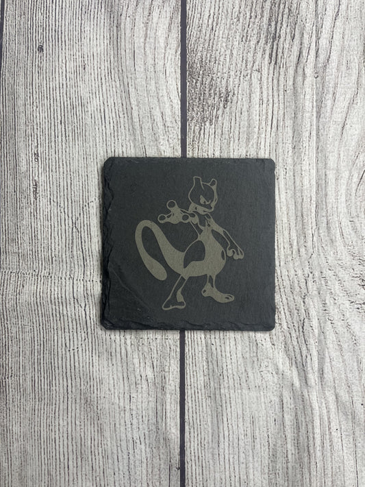 Mewtwo Laser Engraved Slate Coasters