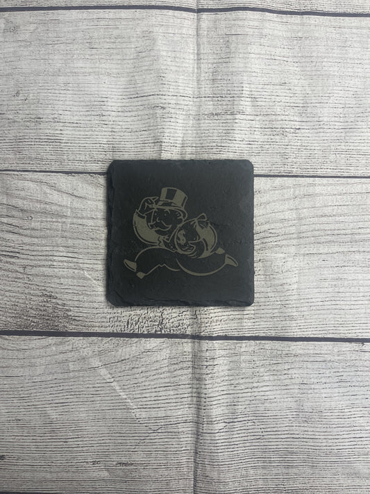 Mr Money Bags Laser Engraved Slate Coasters