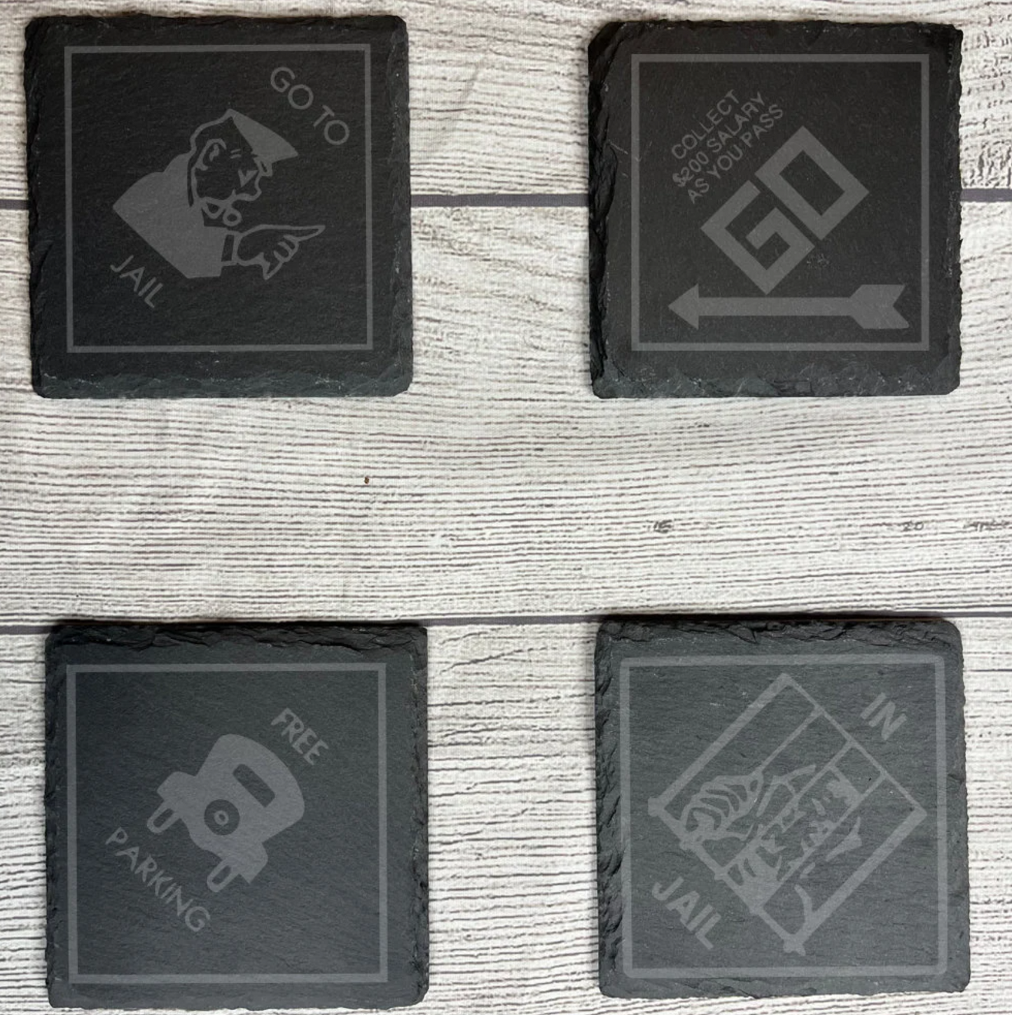 Monopoly Laser Engraved Slate Coasters (Set of 4)