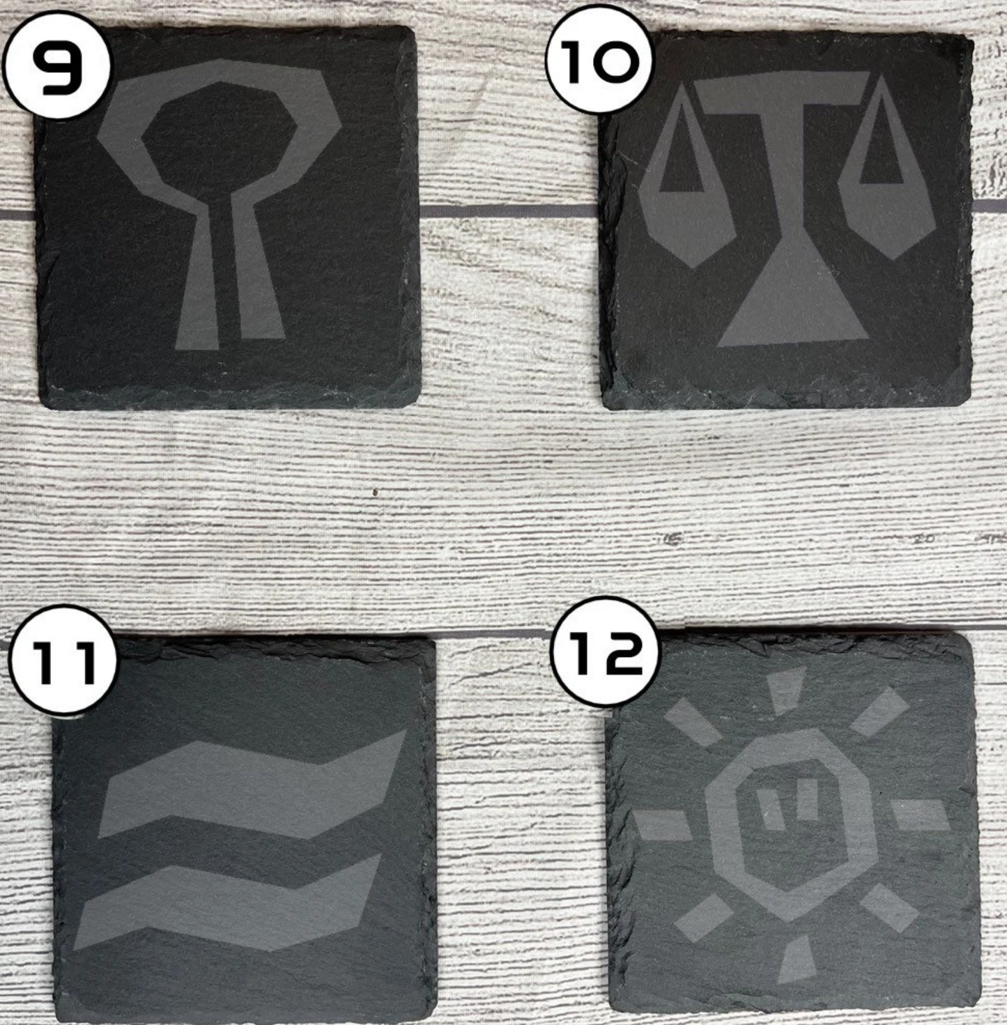 Oldschool RS Runes Laser Engraved Slate Coasters