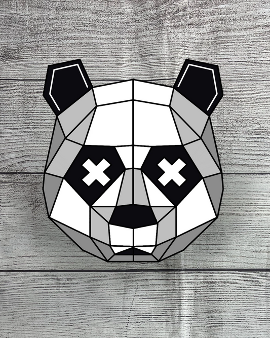 Geometric Panda solid wood sign wall art