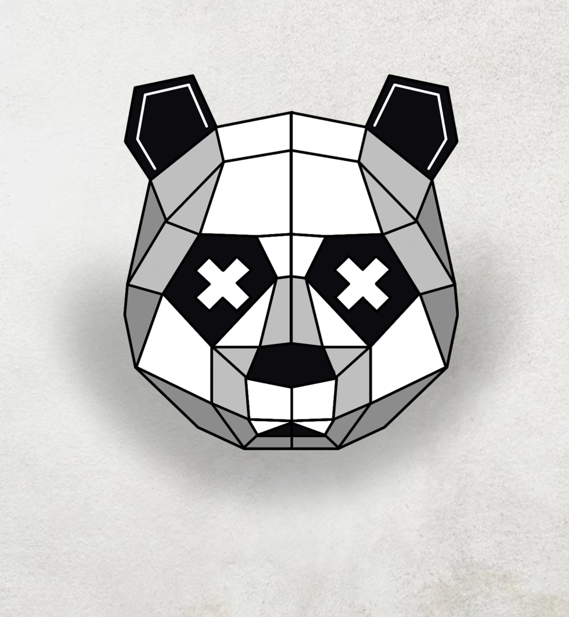 Geometric Panda solid wood sign wall art