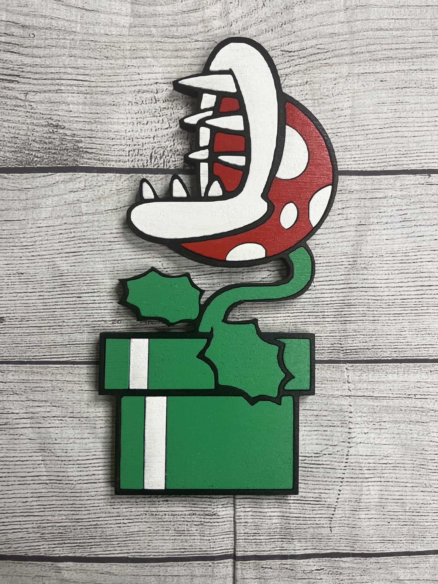 Piranha Plant Solid Wood Sign Wall Art