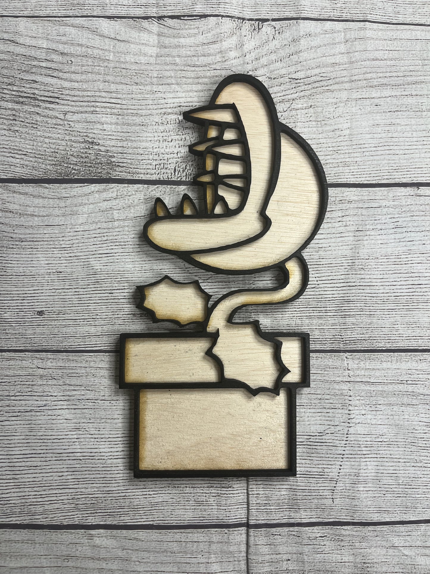 Piranha Plant Solid Wood Sign Wall Art