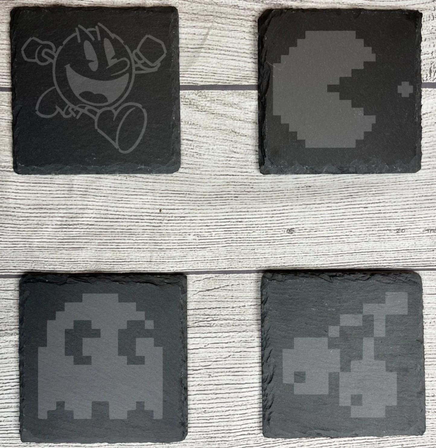 Retro Gaming Laser Engraved Slate Coasters (Set of 4)