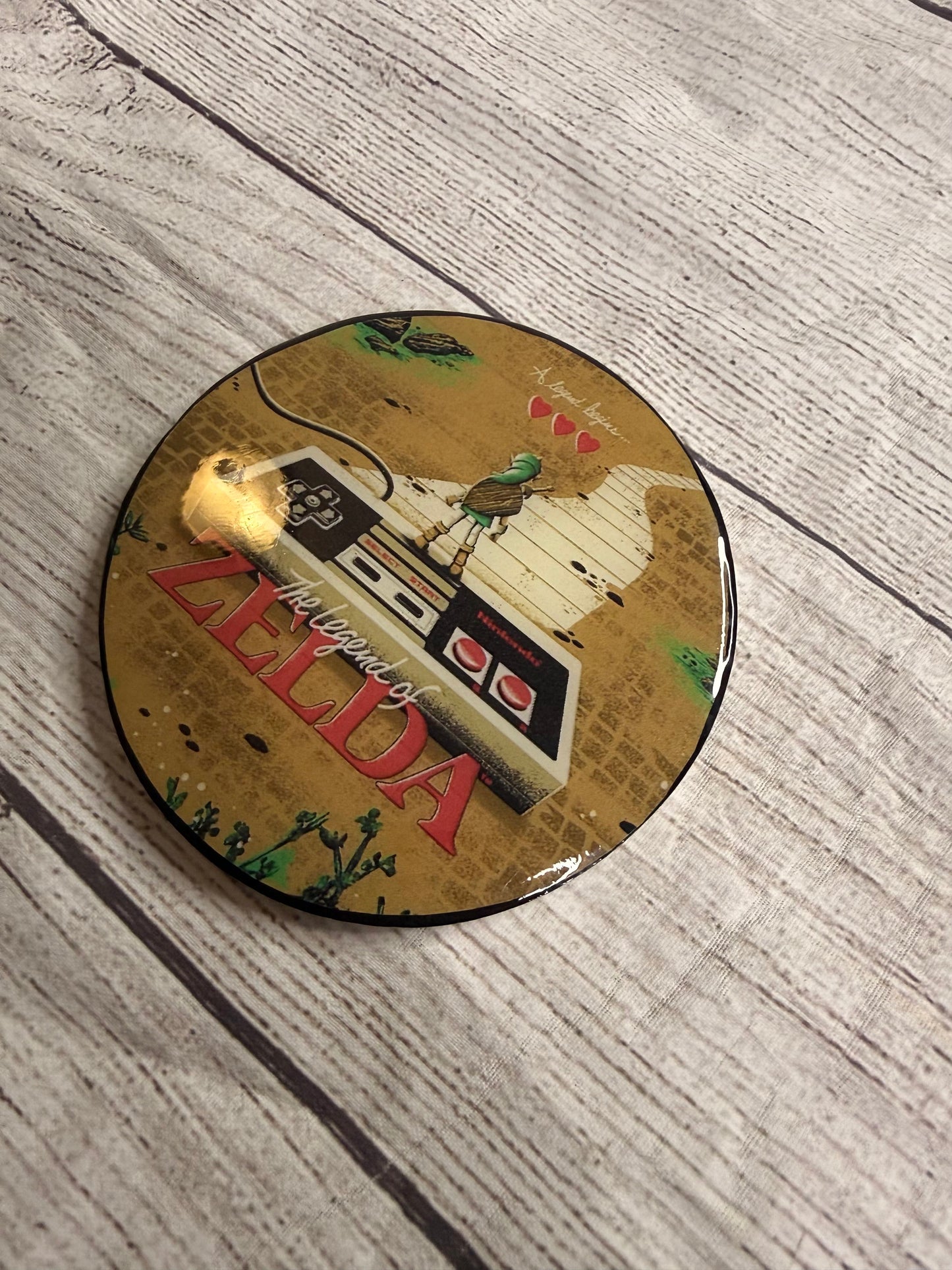 Retro LoZ Epoxy Resin Wood Coasters