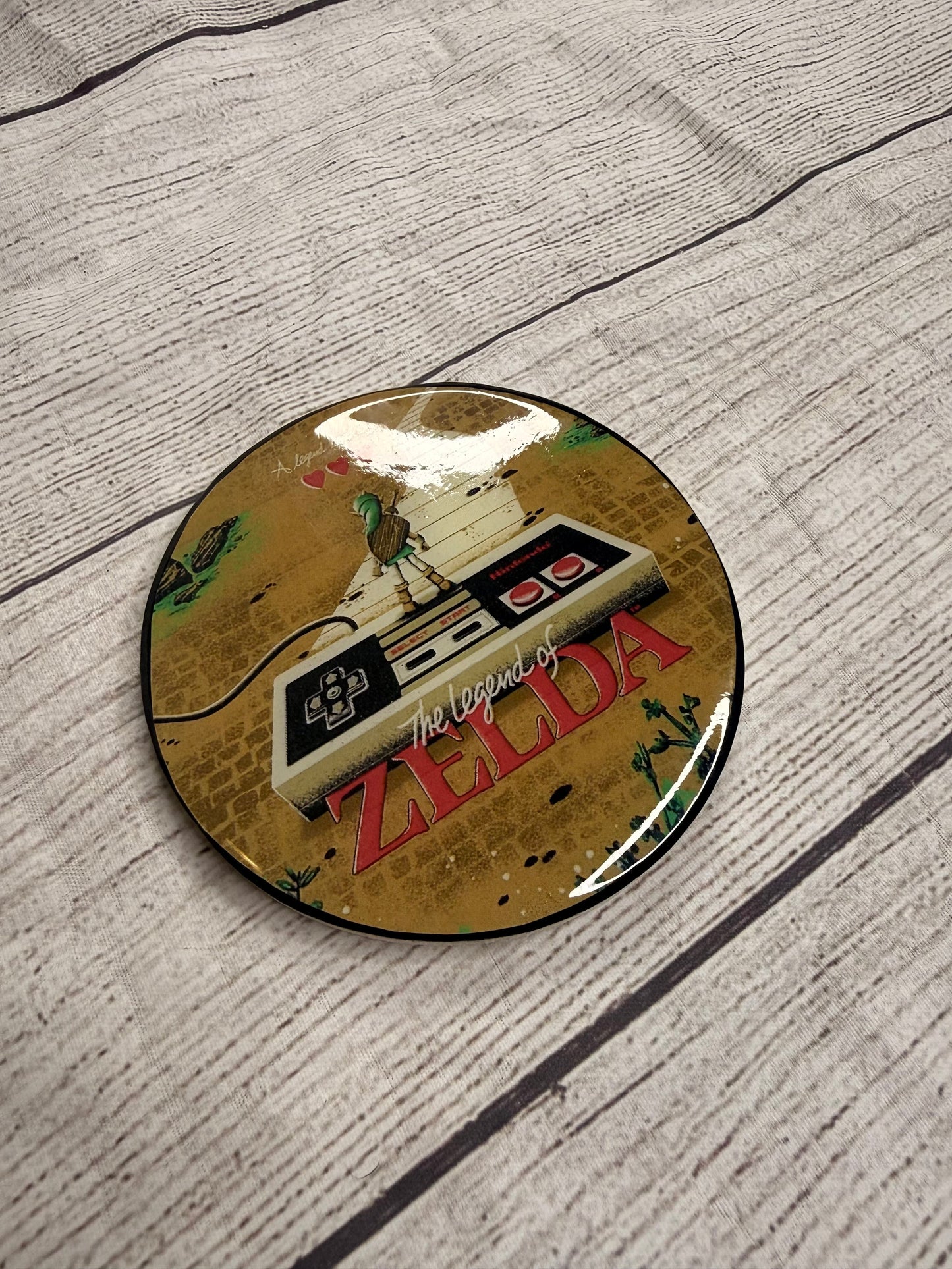 Retro LoZ Epoxy Resin Wood Coasters