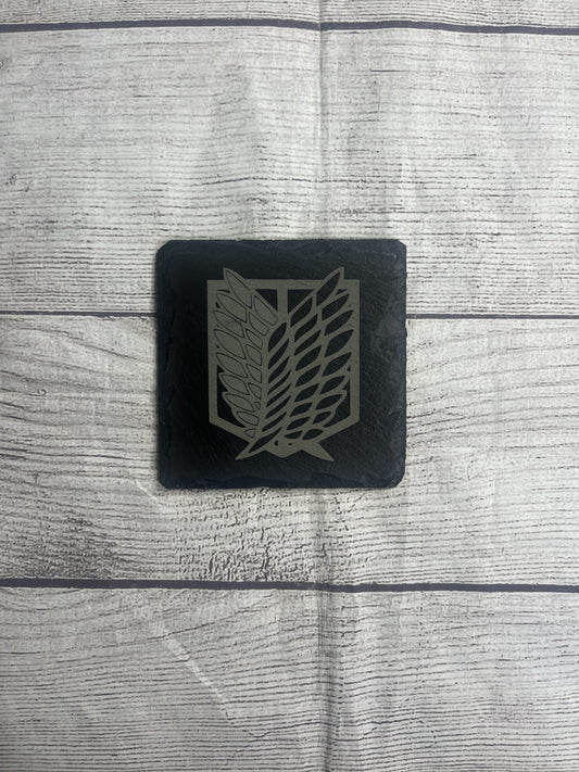 Scout Regiment Logo Laser Engraved Slate Coasters