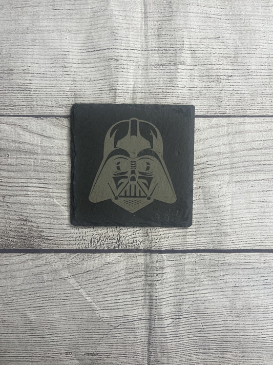 Villain Helmet Laser Engraved Slate Coasters