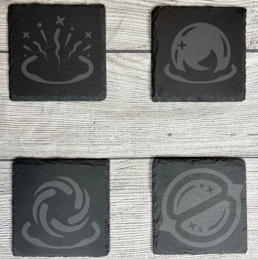 Valorant Agent Abilites Laser Engraved Slate Coasters (Set of 4)