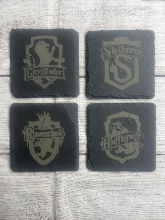 Wizard Houses Laser Engraved Slate Coasters