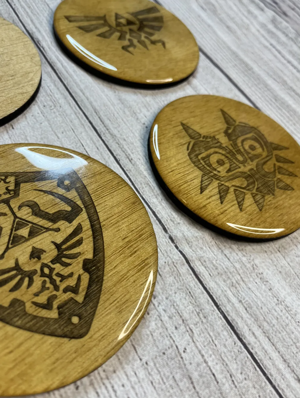 LoZ Epoxy Resin Wood Coasters