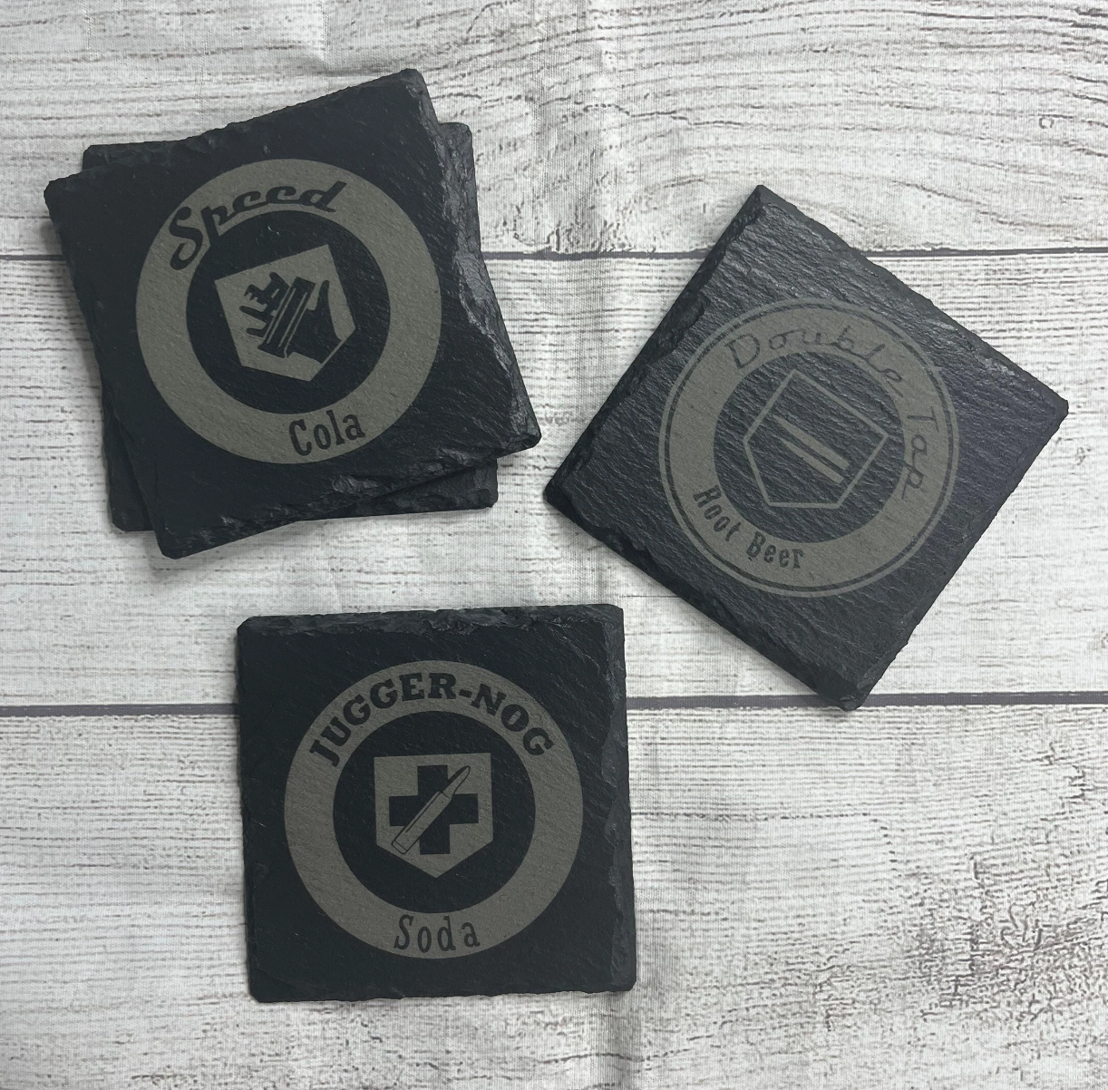 COD Zombies Perks Laser Engraved Slate Coasters